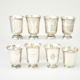 Eight French Silver Beakers