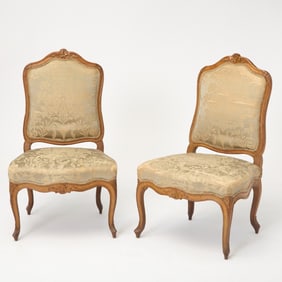 Pair of Louis XV Walnut Side Chairs