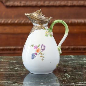 Meissen Silver-Gilt mounted Porcelain Covered Ewer