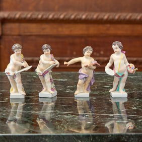 Four Meissen Porcelain Figures of Putti Emblematic of the Arts and Sciences