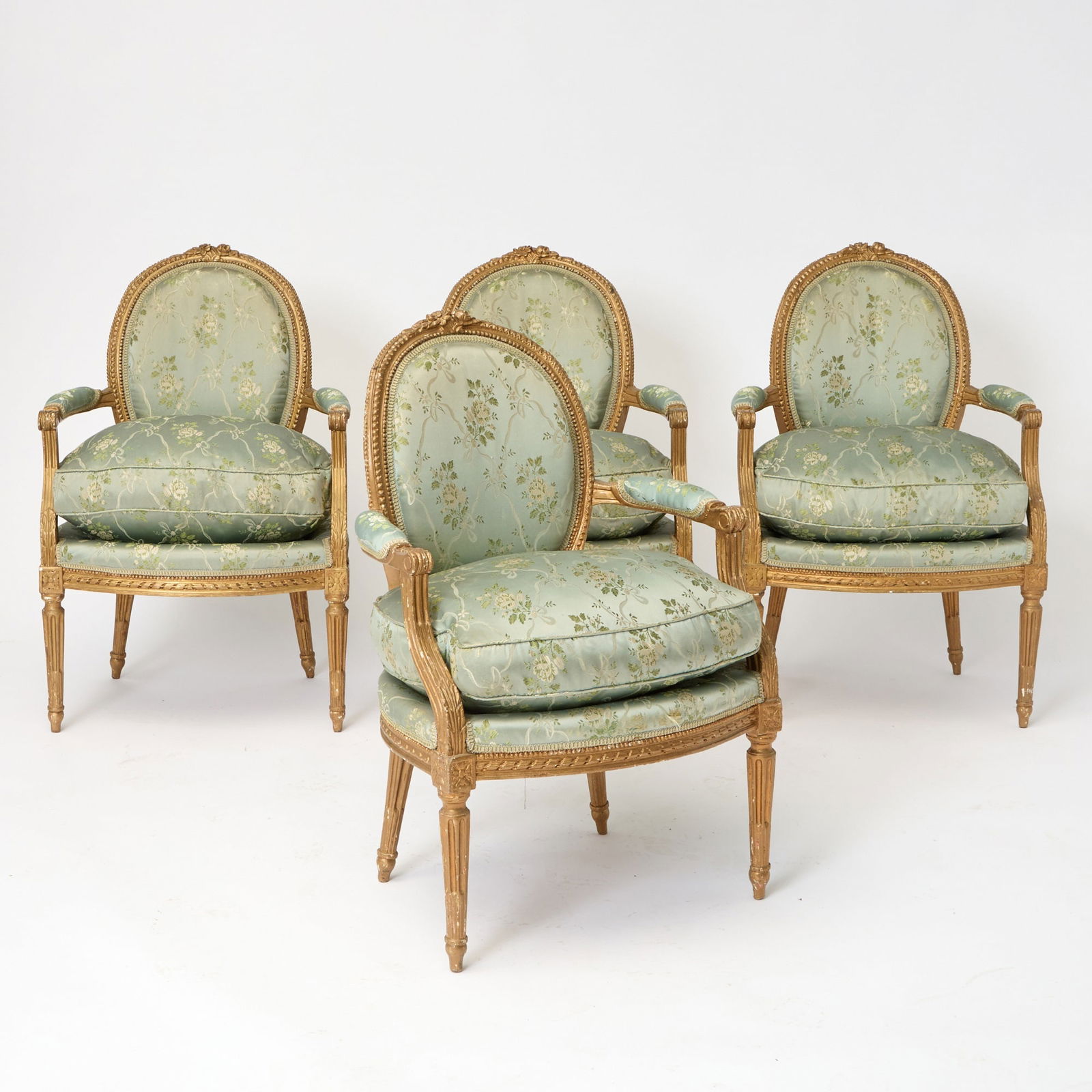 Set of Four Louis XVI Giltwood Fauteuils en Cabriolet (1 of 5)