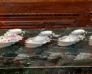 Three Sèvres Porcelain Cups and Saucers (Gobelet Litron)