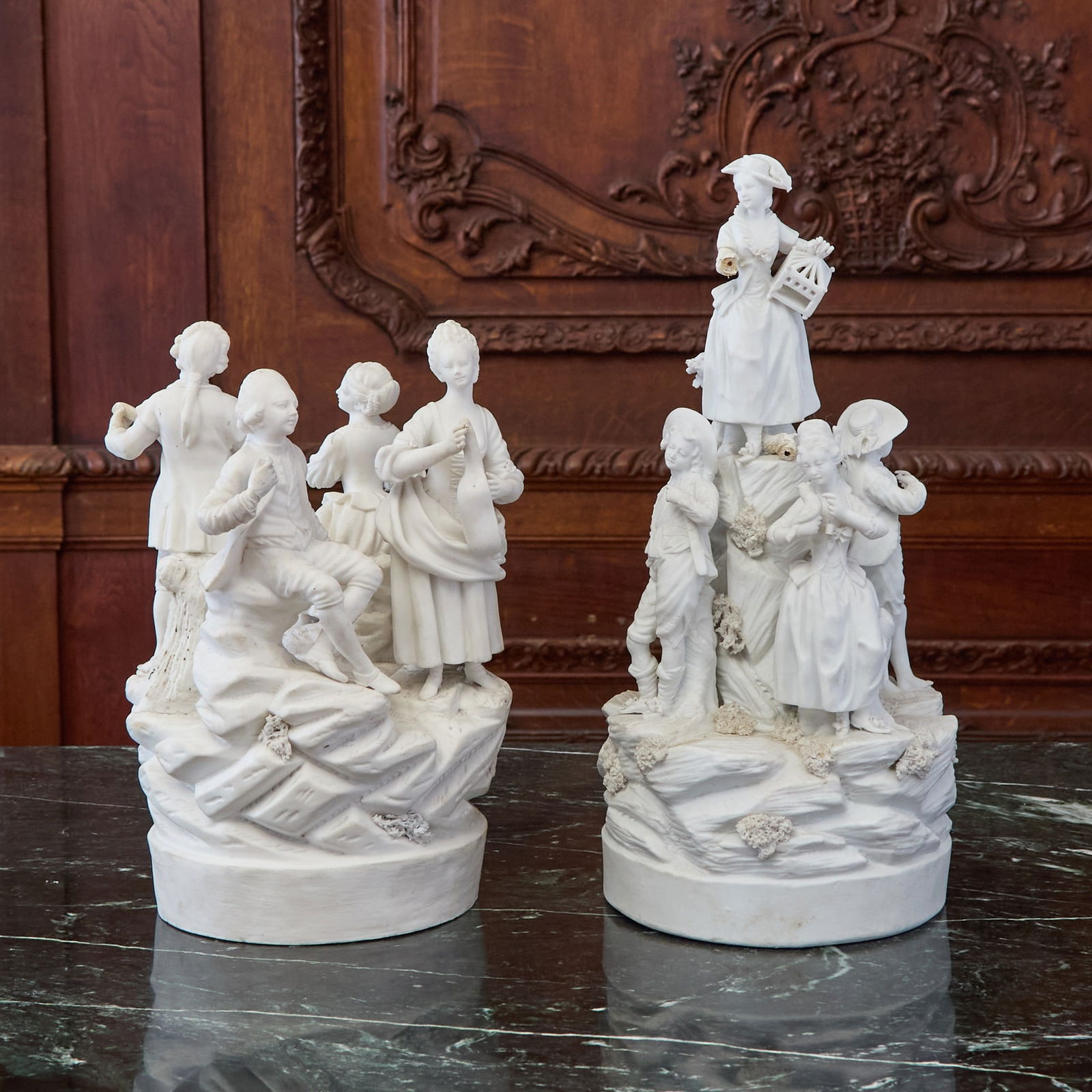 Paris (Locre) Biscuit Porcelain Figure Group Emblematic of Matrimony and a French Group of Musicians (1 of 2)