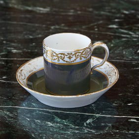 Sèvres Porcelain (Hard Paste) Gray-Ground (Fond Merde D'Oie) Cup and Saucer (Gobelet Litron)