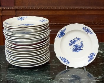 Twenty-Two Tournai Porcelain Blue and White Plates and Another Similar Plate
