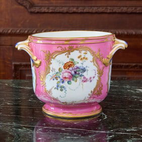 Sèvres Porcelain (Later Decorated) Pink-Ground Bottle Cooler (Seaux a Bouteille Ordinaire)