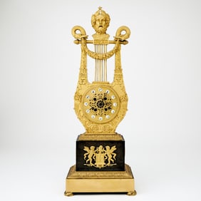 Empire Gilt and Patinated Bronze Mantel Clock