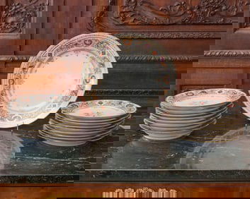 Set of Eighteen Sèvres-Style Porcelain Plates and a Large Charger