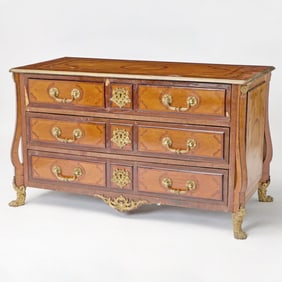 Régence Style Gilt-Bronze Mounted Rosewood Parquetry Commode