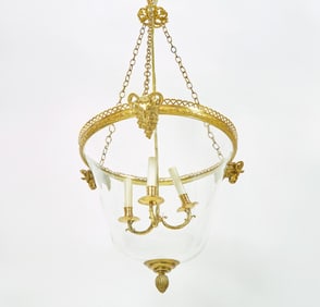 An Empire-Style Gilt-Bronze Mounted Glass Three-Light Hall-Lantern
