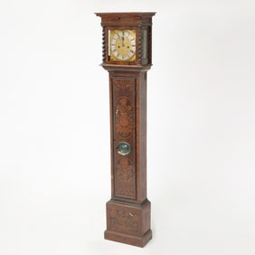 William and Mary Ebonized and Marquetry Inlaid Walnut Long Case Clock