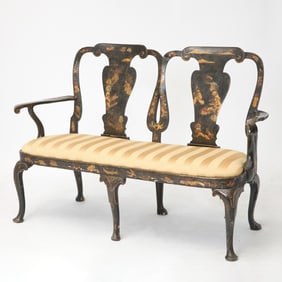 George I Japanned Double-Chairback Settee