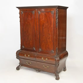 George II Mahogany Clothes Press, in the manner of Thomas Chippendale