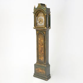 George III Gilt and Green Japanned Longcase Clock