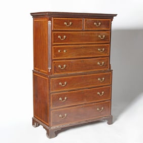 George III Satinwood Inlaid Mahogany Chest on Chest