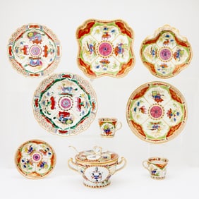 Group of Chamberlains Worcester 'Bengal Tiger' Porcelain Table Articles