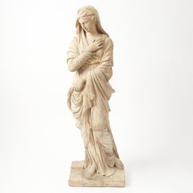 George III Period Coade Stone Large Figure of a Vestal