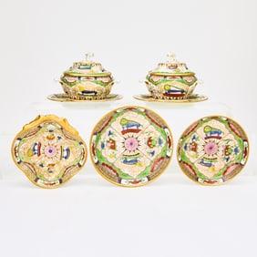 Group of Chamberlains Worcester 'Bengal Tiger' Porcelain Table Articles
