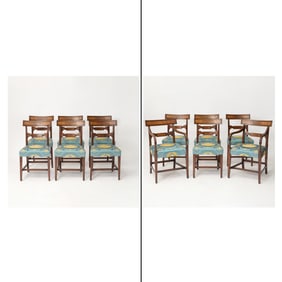 Set of Twelve Regency Ebony inlaid Mahogany Dining Chairs