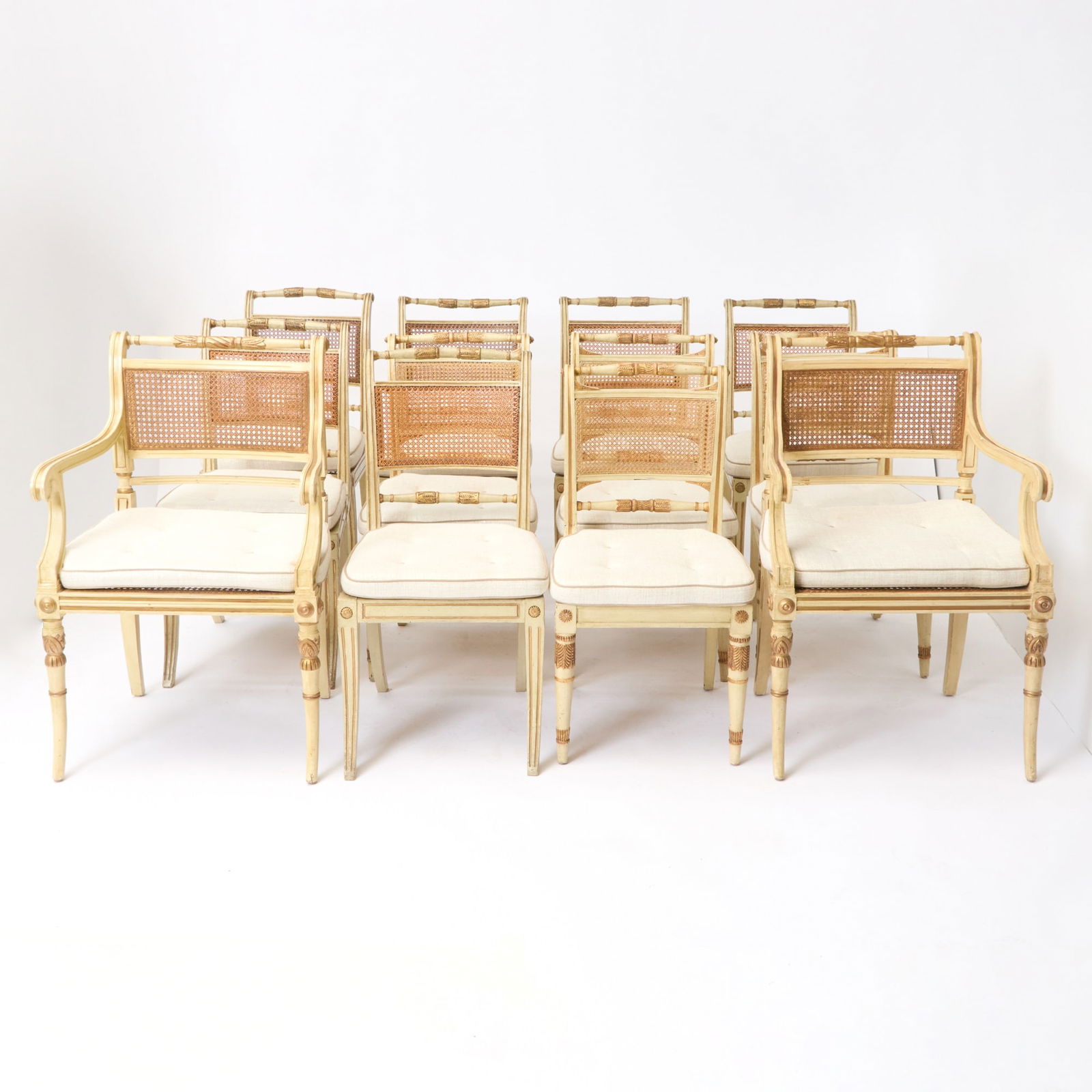 Set of Six Regency Painted and Parcel-Gilt Dining Chairs (1 of 4)