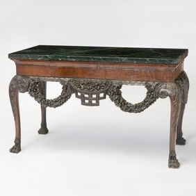 Irish George II Style Carved Walnut Console Table