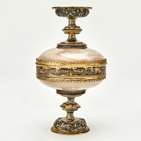 A German Silver-Gilt Mounted Agate Double Cup