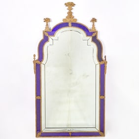 Swedish Baroque Gilt-Lead Mounted and Cobalt-Blue Mirror, attributed to Burchard Precht