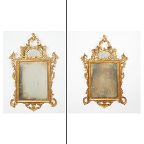 Pair of Italian Rococo Giltwood Mirrors