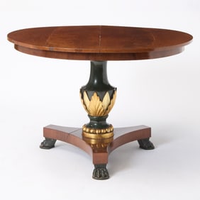 German Neoclassical Painted and Parcel-Gilt Mahogany Center Table