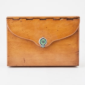 Russian Birchwood Case with Enameled Gold Clasp