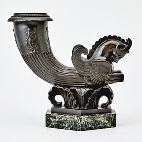 Italian Grand Tour Patinated Bronze Rhyton Vase