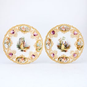 Group of Painted Porcelain and Gilt-Decorated Cabinet Plates