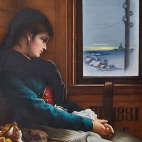 KPM Painted Porcelain Plaque of a Female Traveler Late 19th century, artist-signed B. Böhm