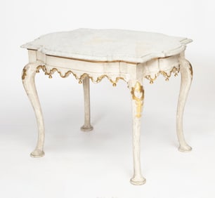 Venetian Rococo Style White Painted Center Table