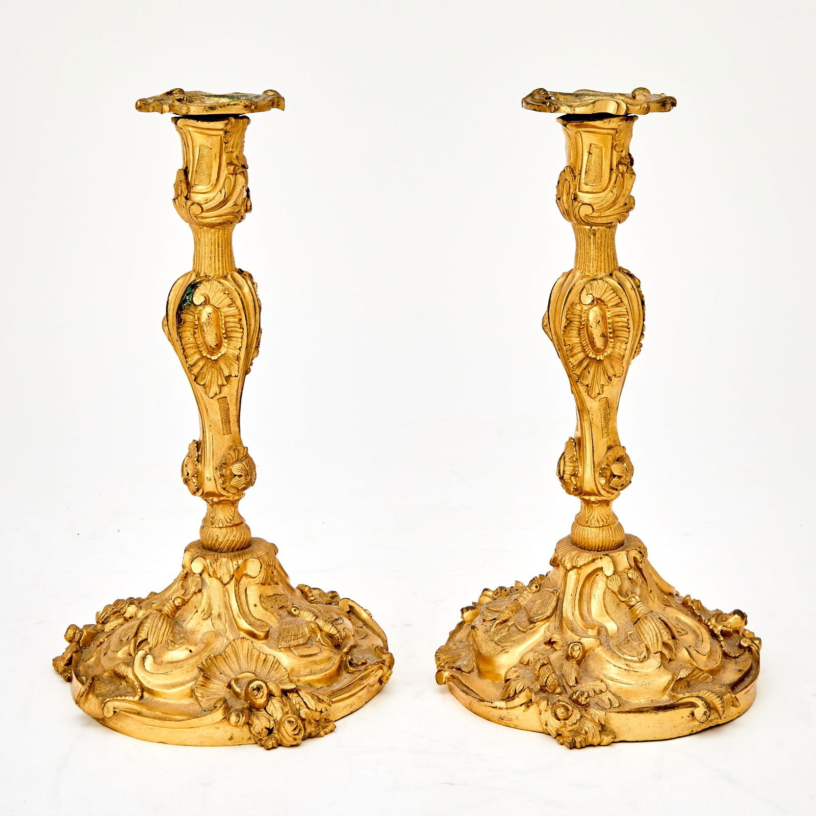 Pair of Louis XV Style Gilt-Bronze Candlesticks (1 of 3)