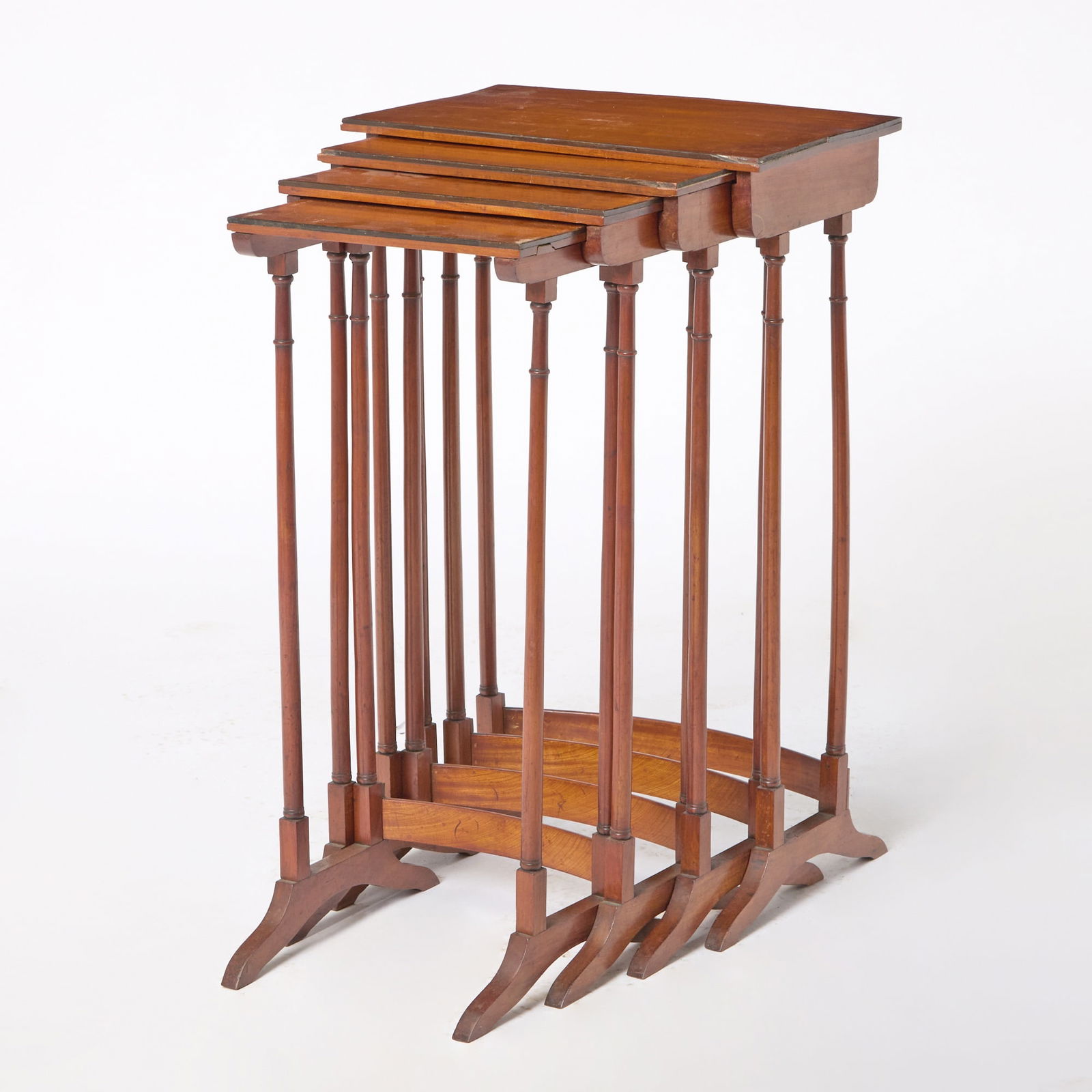 Nest of Four George III Style Satin-Birch Quartetto Tables (1 of 5)