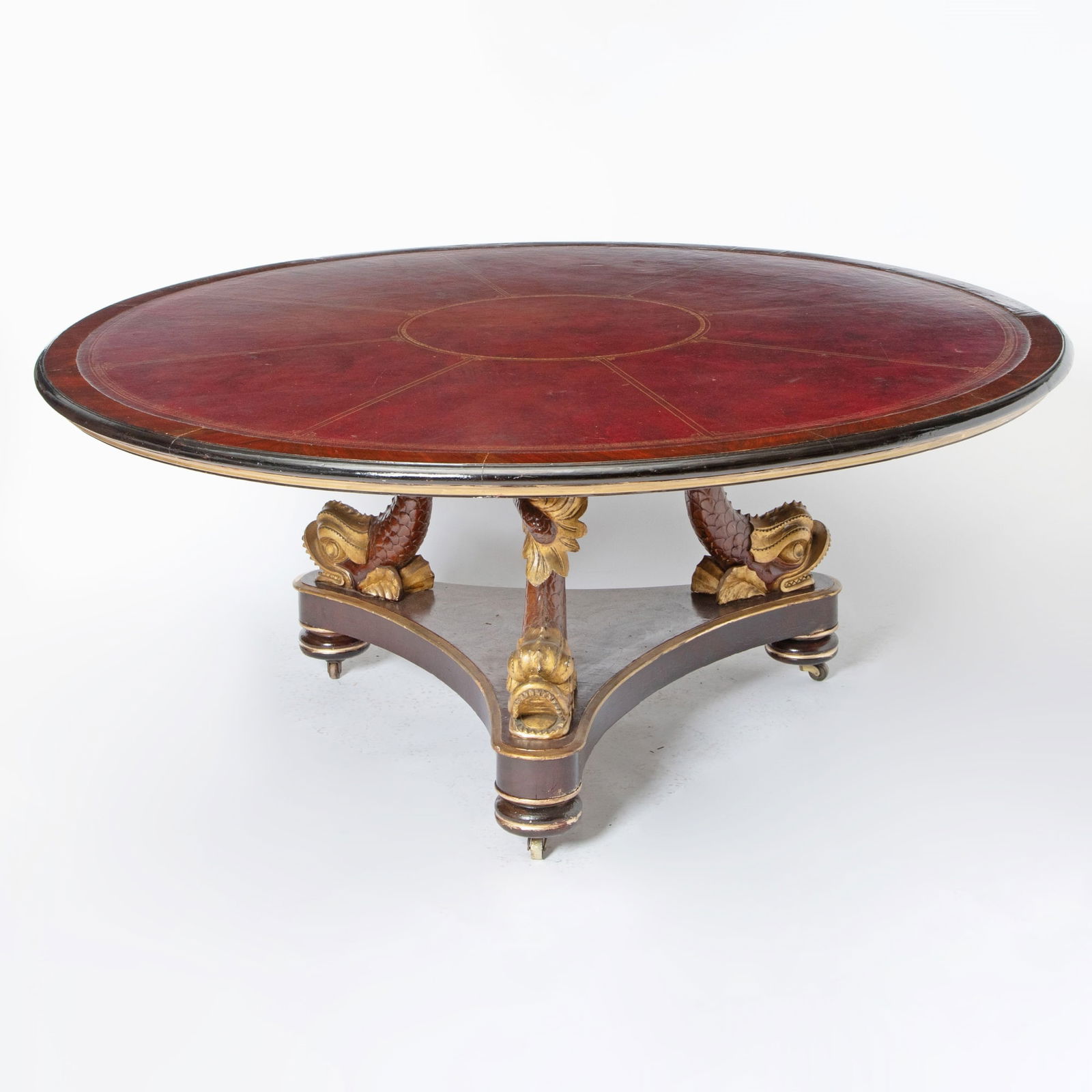 Regency Style Parcel-Gilt Mahogany Center Table with a Leather-Inset Top (1 of 3)