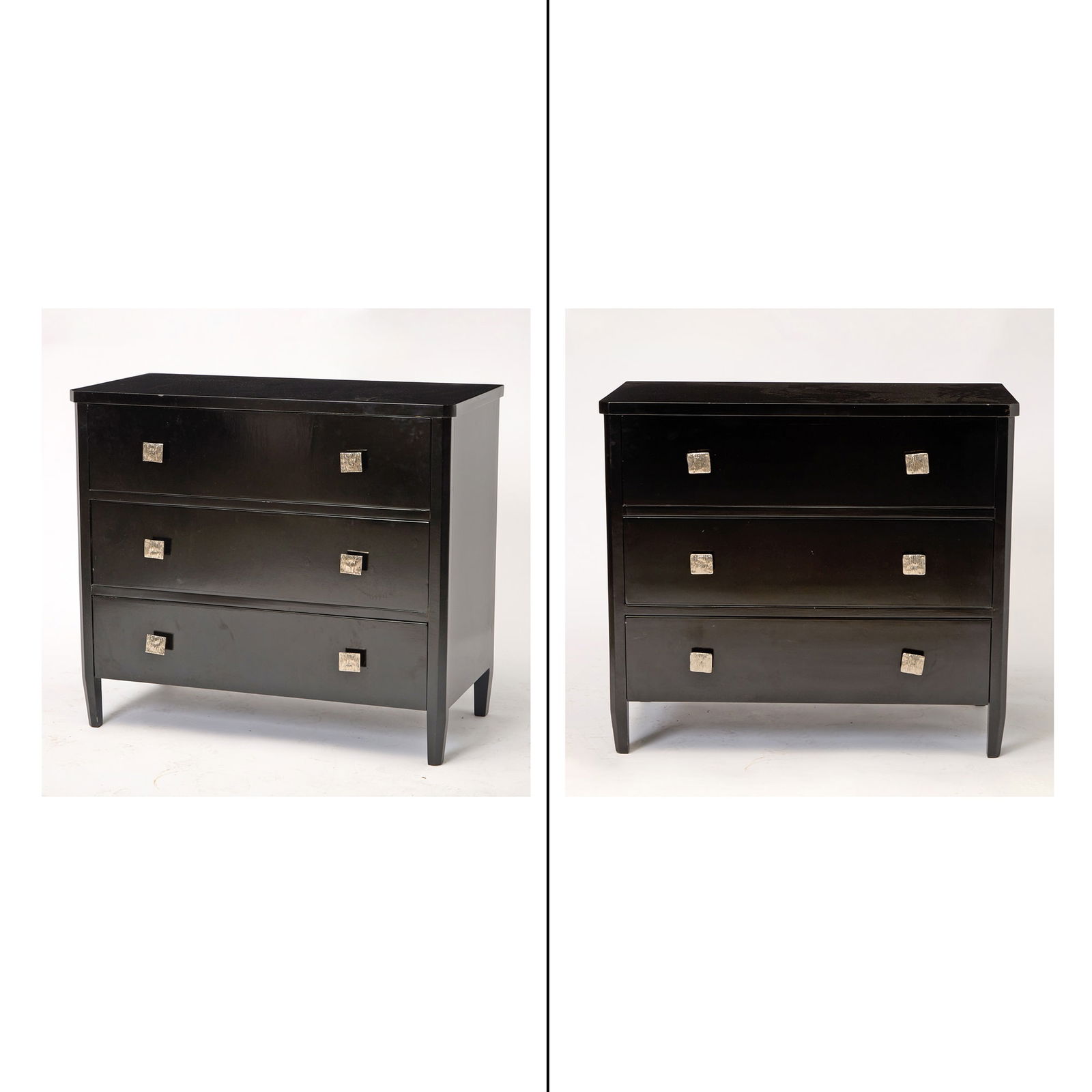 Pair of Art Deco Style Black Lacquer Chests of Drawers (1 of 9)