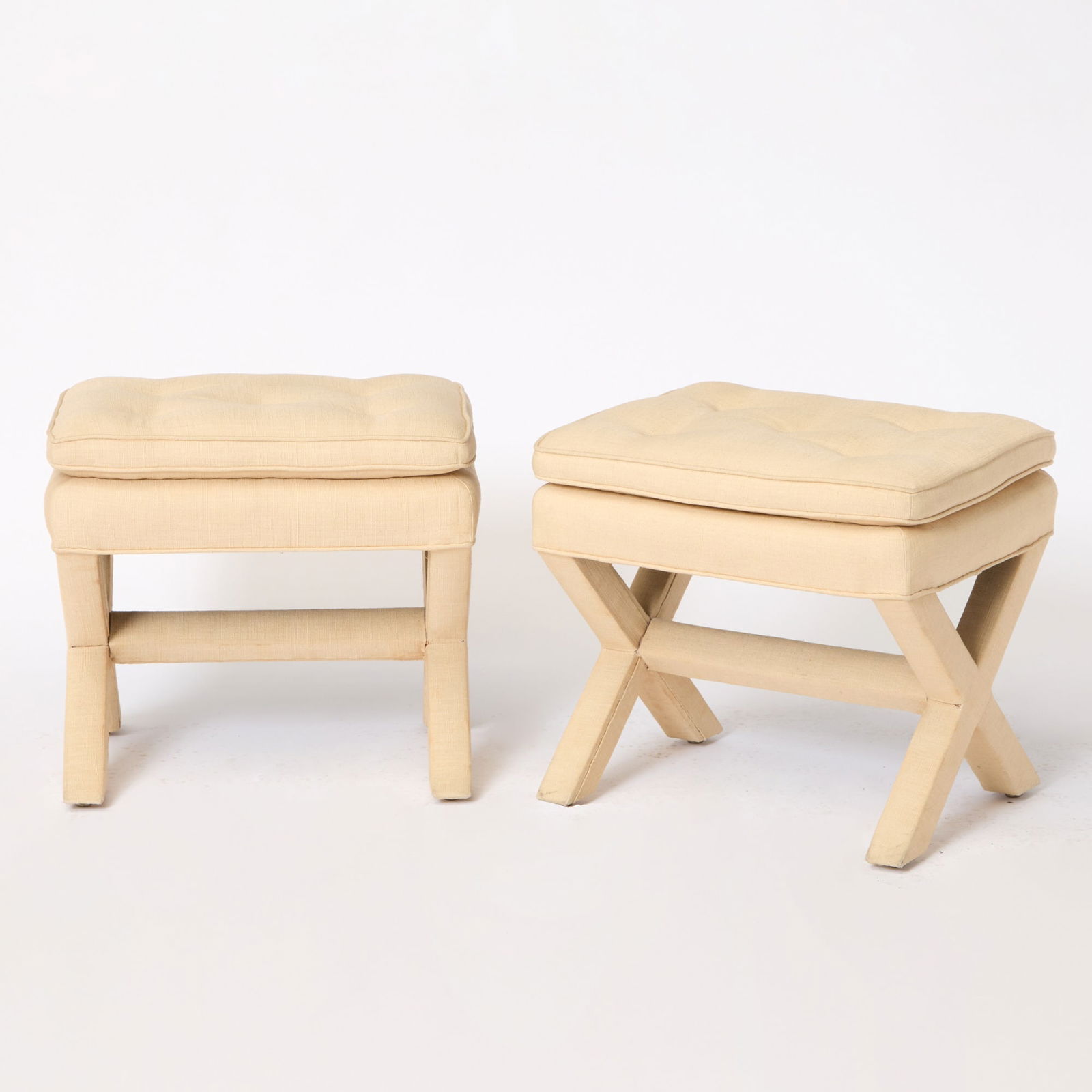 Pair of Fully Upholstered X-Form Benches (1 of 5)