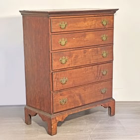 Maple Tall Chest of Five Drawers