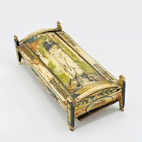 Polychrome-decorated Bone Slide-lid Game Box