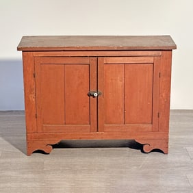 Red-painted Poplar Low Cupboard