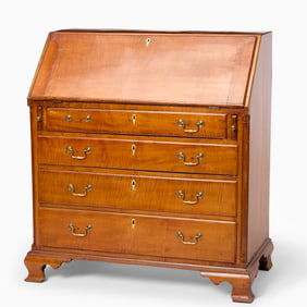 Chippendale Figured Maple Slant Front Desk