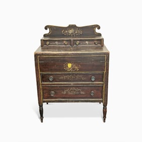 Grain Painted and Paint-decorated Pine Sewing Desk