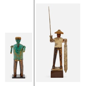 Two Carved and Painted Wooden Figural Whirligigs