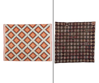 Pieced and Appliquéd Cotton Geometric Quilt