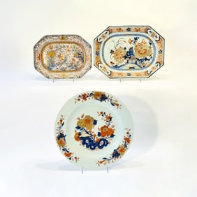 Group of Three Imari Porcelain Serving Dishes