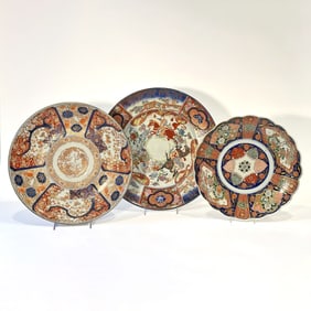 Group of Three Imari Porcelain Chargers