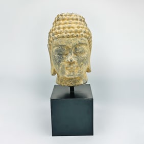 Chinese Carved Stone Head of Buddha