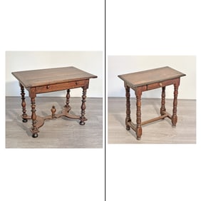 Two Continental Baroque Style Walnut Side Tables